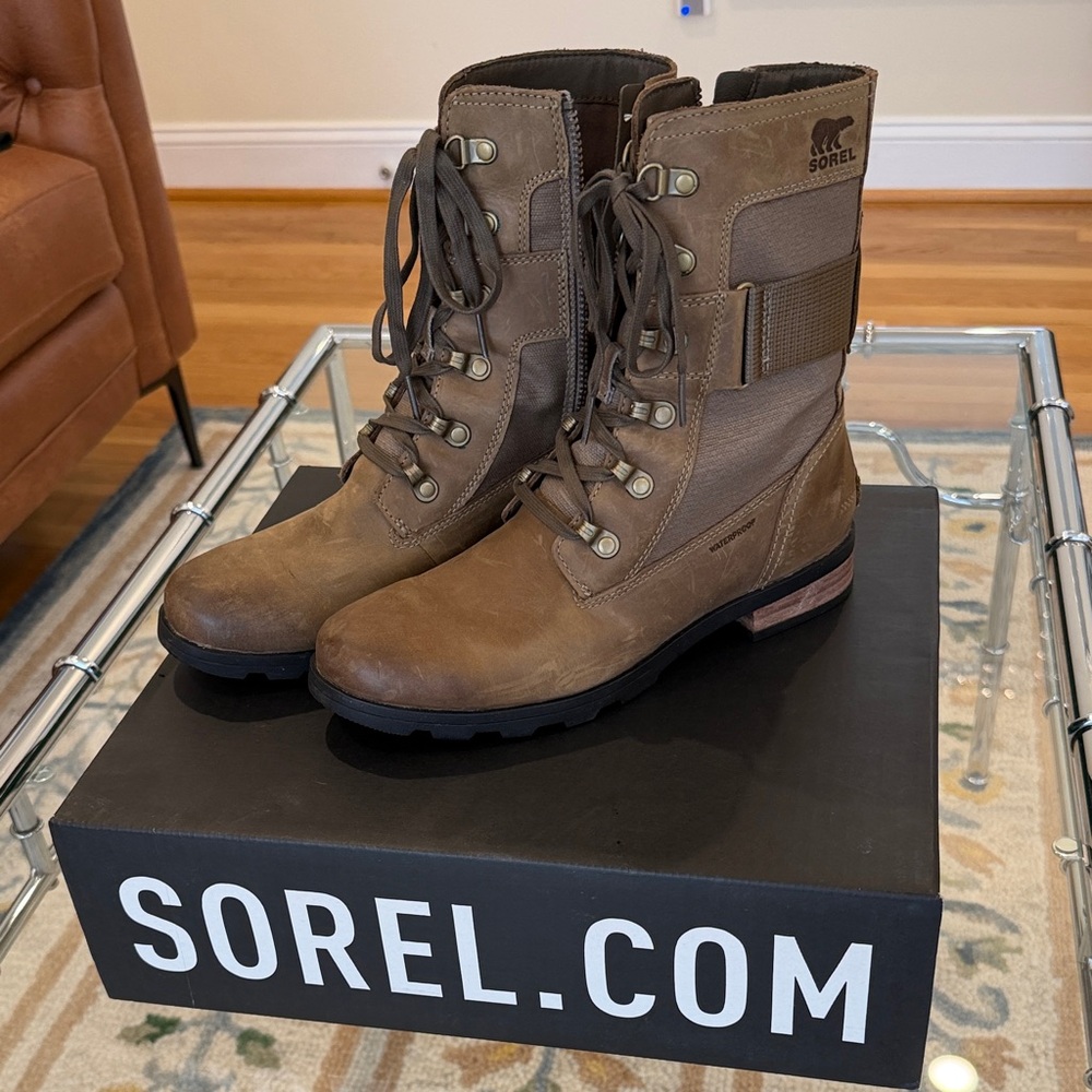 Sorel Emilie Conquest Leather Lace-Up / Zip-up Boots